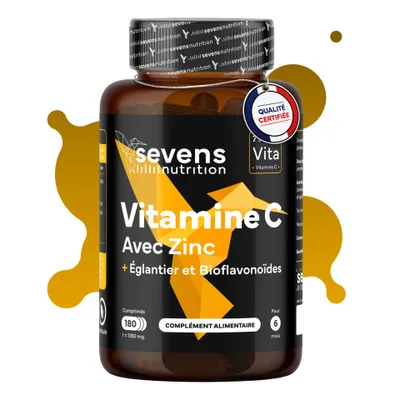 Image de Comprimés de vitamine C 1000 mg avec zinc et bioflavonoïdes, 180 comprimés – Sevens