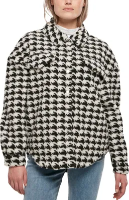 Zdjęcie produktu dla Dámská košile Urban Classics Ladies AOP Sherpa Overshirt blackhoundstooth - S