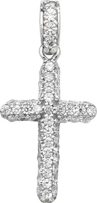 Produktbild von 9 Karat (375) Weißgold kreuz Damen - Anhänger mit Zirkonia - 24mm*11mm; TRS10649