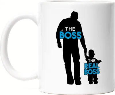 Produktbild von Der Chef Der Echte Chef Tasse Vatertagsgeschenk Lustig Boss Ist Kind Süßes Motiv für Papa