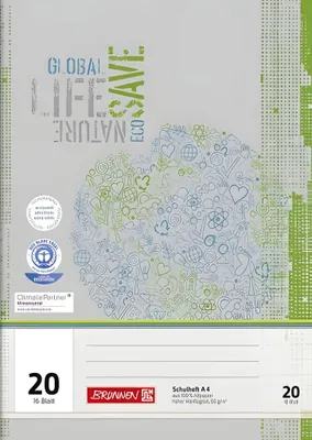 Produktbild von BRUNNEN Schulheft A4 blanko Lineatur 20 16 Blatt Recyclingpapier