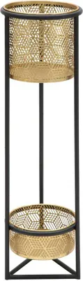 Zdjęcie produktu dla o Ferretti stojak na rośliny Doppio Ø 23x80 cm czarne złoto