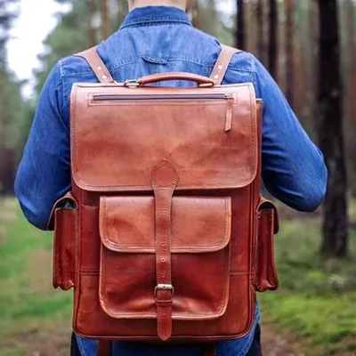 Zdjęcie produktu dla Skórzany plecak na laptopa 15,6 męski brązowy Outlander BT09