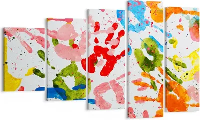 Produktbild von Bild auf Leinwand - Leinwandbild - Drucke Hände Komposition mehrfarbig - 100x60cm - Wand Bild - Wanddeko - Leinwanddruck - Bilder - Kunstdruck - Leinwand bilder - Wandkunst - EG100x60-2876