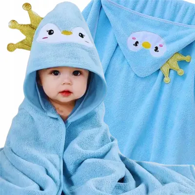 Imagen del producto de Toalla con capucha de 80x80 cm para niños: bata de baño suave, toalla de secado rápido para el baño, la playa, la piscina y la guardería