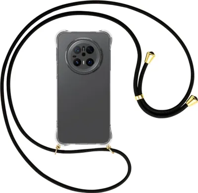 Produktbild von Handykette Backcover-Schutzhülle mit Band (Metall goldfarben) für Huawei Mate 70 - schwarz