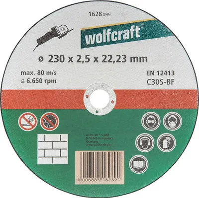 Imagen del producto de Disco de corte para piedra, diámetro 230 x 2,5 x 22,23 mm. Código: 1628099, marca Wolfcraft
