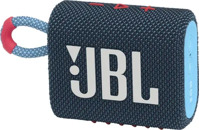 A close-up studio shot of a JBL Go 3 Bluetooth speaker.
