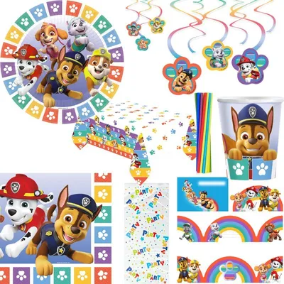 Produktbild von Paw Patrol Kindergeburtstag XL Partyset Deko Set Dekoration Hunde Polizei bunt