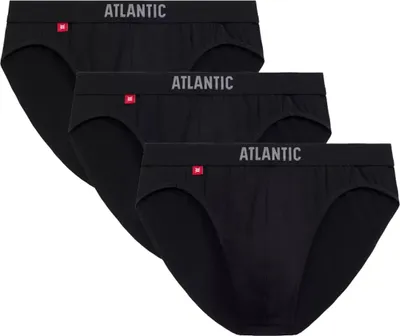 Produktbild von Atlantic Herren Slipy Sport - Bequeme Baumwollunterwäsche mit Elasthan, Sportlicher Schnitt, Externer Bund, 3er Pack, Schwarz XL
