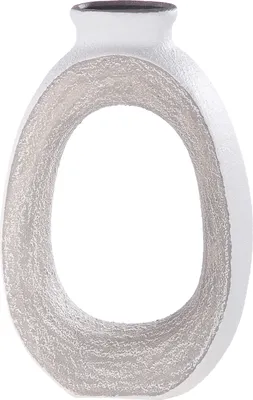 Produktbild von Gilde Vase, oval, "Porto", Keramik, grau, weiß, VE 2, L. 11 cm, B. 26 cm, H. 40 cm 28990 4063387289907