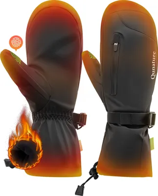 Obrázok produktu pre Qunature 1 pár zimných vetruvzdorných lyžiarskych rukavíc snehové rukavice snowboardové rukavice s dotykovým displejom M čierna