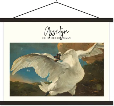 Produktbild von MuchoWow® Textilposter Gemälde - Der gefährdete Schwan - Asselijn 40x30 cm mit schwarzem Rahmen - Dekorationen
