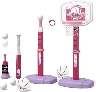Produktbild von Famanu 2-in-1 Basketballkorb für Kinder - Höhenverstellbar - Rosa
