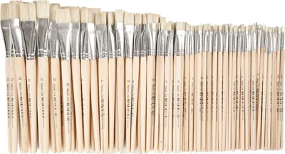 Produktbild von Creativ Company Holzpinsel Set - flache Borstenpinsel für dicke Farbe