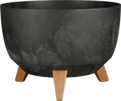 Image de Mica Decorations Doppio Support pour plantes - 18,5 x Ø33 cm - Grand pot de fleurs pour l'extérieur - Support pour fleurs pour balcon - Plastique recyclé - Noir