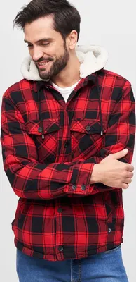 Obrázek produktu pro Pánská bunda Brandit Lumber Jacket Hooded s kapucí (červená/černá), velikost L