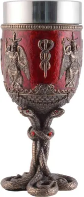 Produktbild von Baphomet Templer Kelch, Schlangengriff 200 ml Stahleinsatz, bronze/coloriert