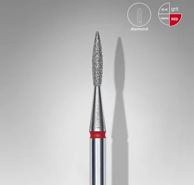Produktbild von Diamantfräser Spitze Flamme Rot, Durchmesser 1.6 Mm / Arbeitsteil 8 Mm Staleks