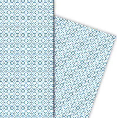Produktbild von Schönes Geschenkpapier mit Retro Muster, blau - G4858, 32 x 48cm