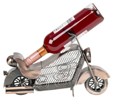 Produktbild von Mel-O-Design 3015 Wein-Flaschenhalter bronze-finish "Motorrad" mit Weinkorkensammler Bronze/Kupfer Finish