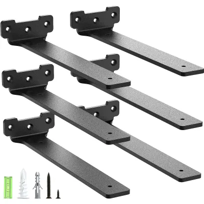 Immagine prodotto di Set di 6 supporti per mensole neri, lunghezza 25 cm, capacità di carico di 70 kg