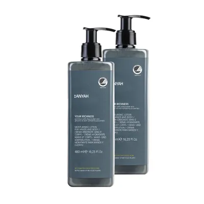 Produktbild von ANYAH Feuchtigkeitscreme für Hände & Körper – 2x480ml – Mit Sonnenblumenkernöl & Rosmarin-Extrakt – Vegan,