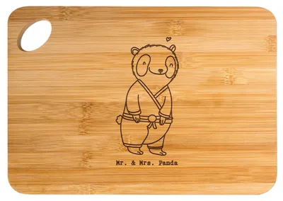 Produktbild von Mr. & Mrs. Panda Schneidebrett Panda Jiu Jitsu - Transparent - Geschenk, Japanische Kampfkunst, Hackbrett, Frühstücksbrettchen, Holzbrett, jausenbrett, Brett