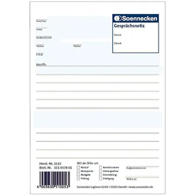 Produktbild von Soennecken Gesprächsnotiz 1115 DIN A5 50Blatt weiß