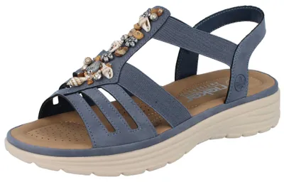 Produktbild von RIEKER Damen Sandalette blau Kunstleder - Größe: 40