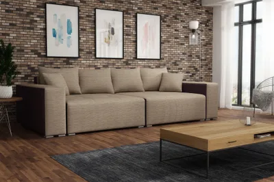 Produktbild von Big Sofa Couchgarnitur REGGIO Megasofa mit Schlaffunktion Dunkelbraun-Cappuccino
