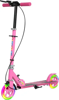 Produktbild von Roller Kinder Klappbar Kinderroller mit Verstellbarer Lenkerhöhe, 2 Leuchtenden Räder, Handbremse & Hinterradbremse Tretroller Scooter für 3-8 Jahre Kinder Rosa Aosom