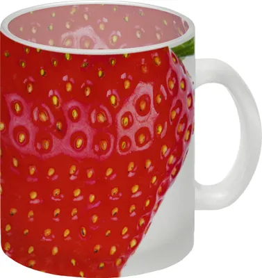 Produktbild von Glas Tasse mit Erdbeere Motiv
