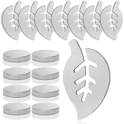 Produktbild von 8er Set Tischdeckenbeschwerer Blattmuster, magnetisch, Edelstahl, für draußen, Tischdeckenhalter