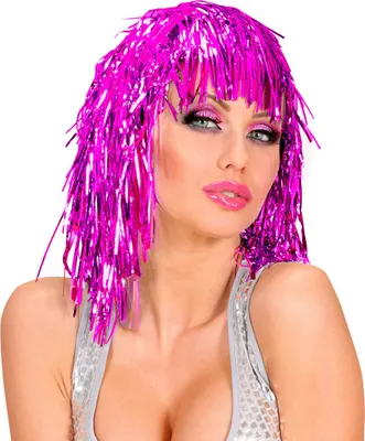 Produktbild von Lametta Party Disco Perücke lila für Damen