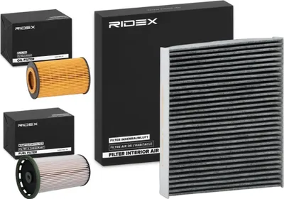 Produktbild von RIDEX Filterset Inspektionspaket Filtersatz für VW Golf VII Schrägheck (5G1, BQ1, BE1, BE2) Passat Variant (3G5, CB5) Golf VII Variant (BA5, BV5)