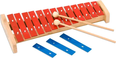 Produktbild von Betzold Glockenspiel Alt, 16 farbcodierte Metall-Klangplatten, Resonanzkasten