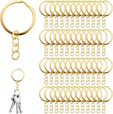 Produktbild von Schlüsselanhänger Metall 120 Stück, 30 mm Durchmesser, mit Splittringen, für DIY und Schlüssel