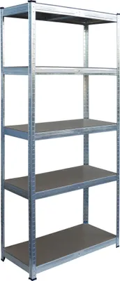 Image de Étagère robuste Relaxdays, 5 niveaux, L x H x P : 180 x 75 x 30 cm, charge maximale de 875 kg, cave et garage, étagère de rangement, acier, argent