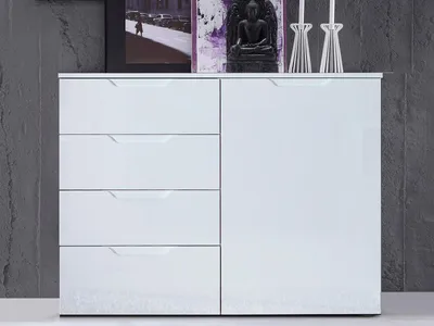 Produktbild von Kommode >Salinas I< in Weiß aus MDF - 109,9x84,9x34,1cm (BxHxT)