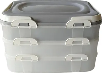 Produktbild von picknickbox mit Griffen, 3 Etagen, 40x30x27cm PH-Farbmix
