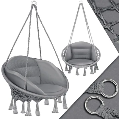 Image de Fauteuil suspendu KESSER® avec coussin - Fauteuil suspendu Chill à accrocher pour adultes et enfants Hamac jusqu'à 150 kg Siège suspendu Suspension Intérieur et extérieur Salon et jardin Terrasse