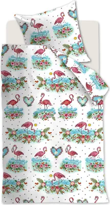 Produktbild von Beddinghouse Renforcé-Bettwäsche-Garnitur Flamingo Flower Farbe Pink Größe 135x200