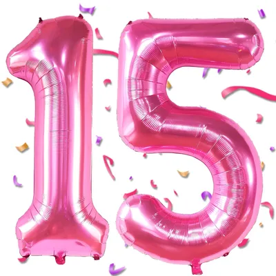 Productafbeelding van Cijferballon 15 Roze, 40 Inch Folie voor Verjaardagsdecoratie