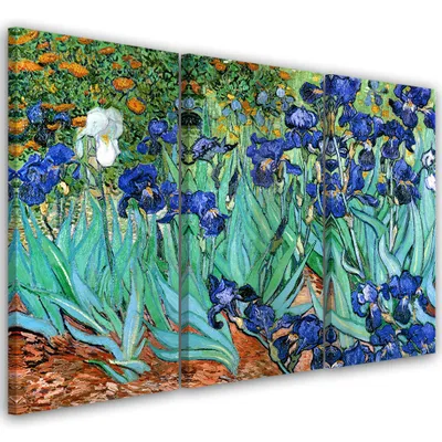Produktbild von Triptychon auf leinwand blumen - lila 60x40 cm Feeby lila wandbild bereit zum aufhängen