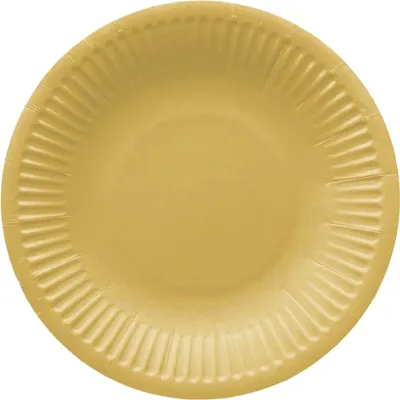 Image de Assiette ronde en carton "Or", diamètre 18 cm, 8 pièces.