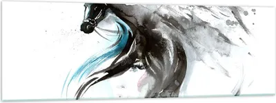 Produktbild von Bilder auf glas - Pferd Streifen Hengst Laufen - 160x50cm - Glasbilder - Wandbilder - Kunstdruck - zum Aufhängen bereit - Wanddekoration aus Glas - Glas Bilder - Wandbild auf Glas - GAB160x50-3018