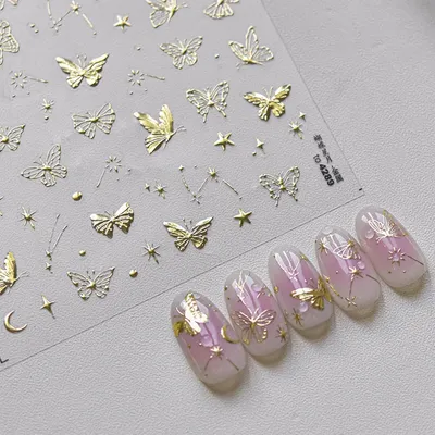 Produktbild von 3D Nagelsticker Goldener Schmetterling Selbstklebend 1 Blatt