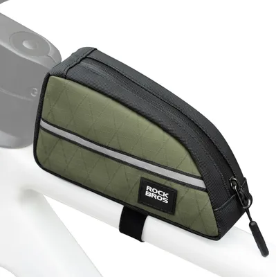 Immagine prodotto di ROCKBROS borsa in nylon per telaio di bicicletta Borsa triangolare estesa per bici pieghevole/folding bike 0,8L verde militare