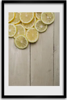 Produktbild von Bild - Bilderrahmen - 40 cm x 60 cm - MDF - Rahmen - Wandkunst - Zitronen auf dem Holz